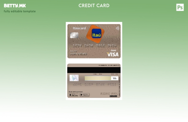 Шаблон за дебитна картичка за виза банка во модерен стил Бразил Itaú